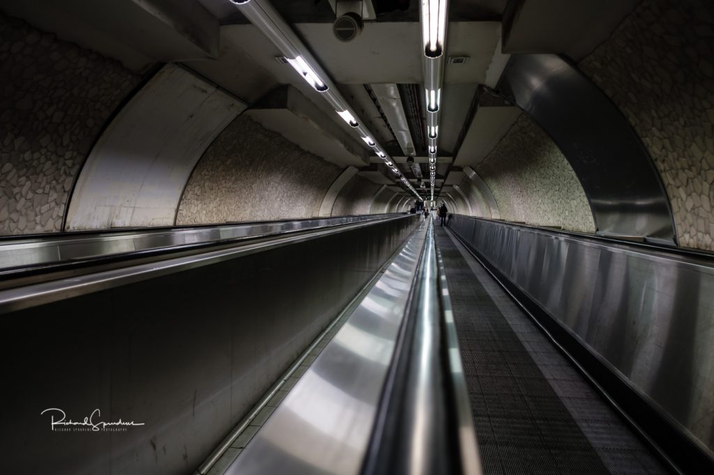 travel photography - travel photographer - Image of the eculator lines on the rome metro system