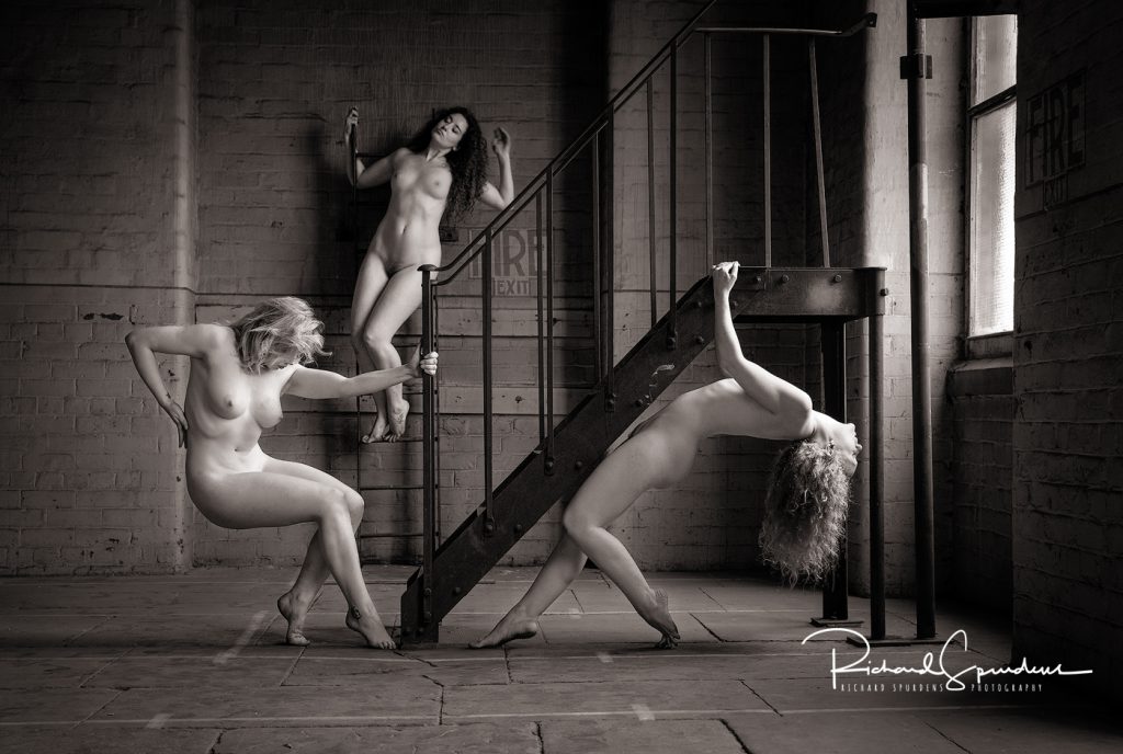 artristc nude photograher - artristc nude Phtography - Trio at the fire escape december print of the month